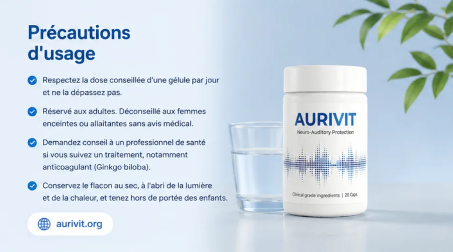 Aurivit — précautions d'usage et conservation